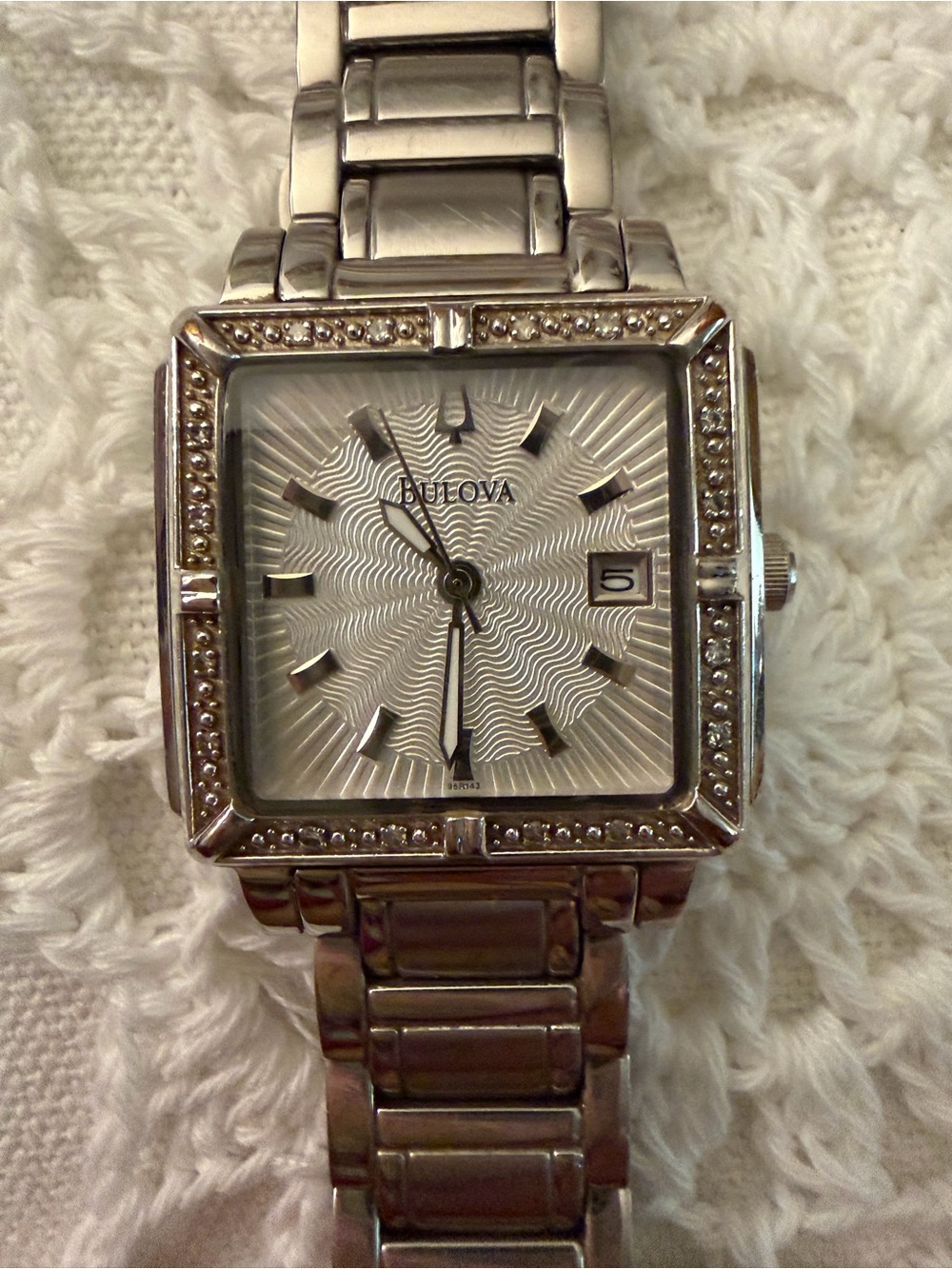 Bulova Women's Silver Crystal-Trim Square watch, still sells today